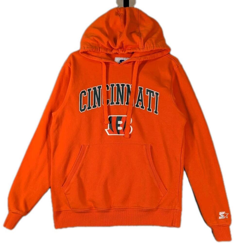 Starter Mens Small Cincinnati Bengals Orange Hoodie NFL Pullover